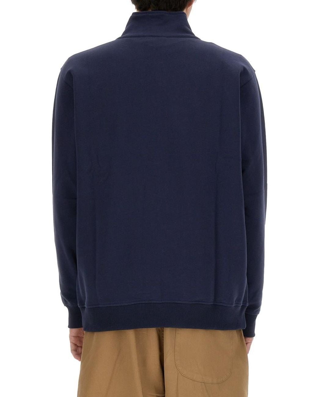 Umbro Blue Logo Sweatshirt With Front Zipper Cotton Sweatshirts for men