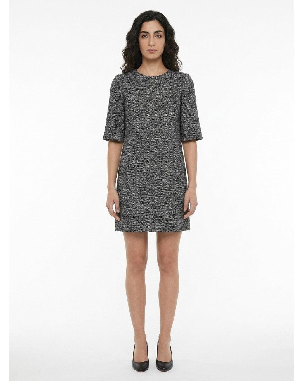 Dolce & Gabbana Gray Dolce & Gabbana Wool-Blend Textured Dress