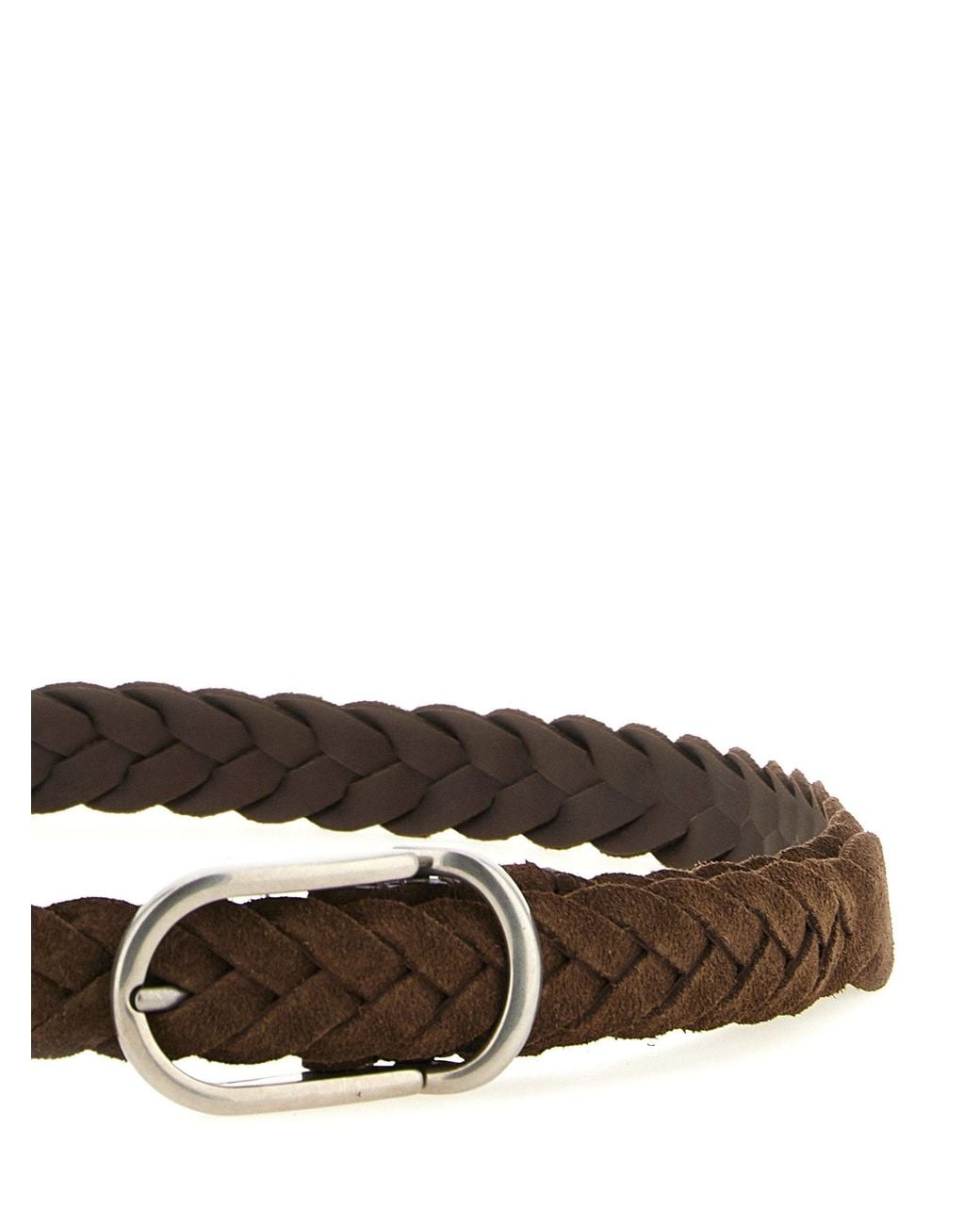 Brunello Cucinelli White Woven Suede Belt for men