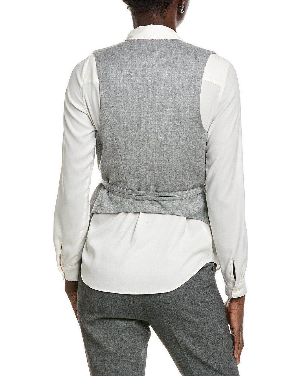 Brunello Cucinelli Gray Wool-Blend Vest