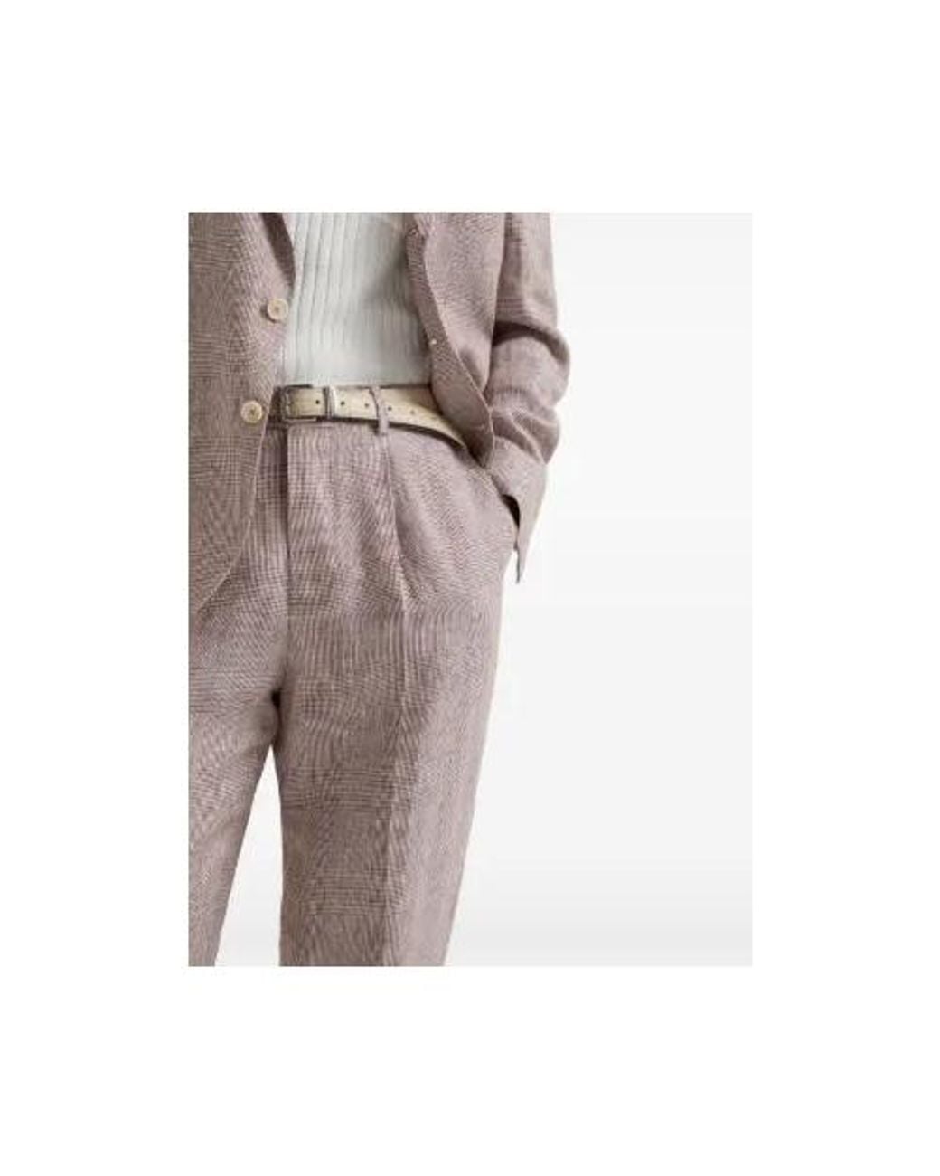 Brunello Cucinelli Gray Light Linen Tapered Trousers for men