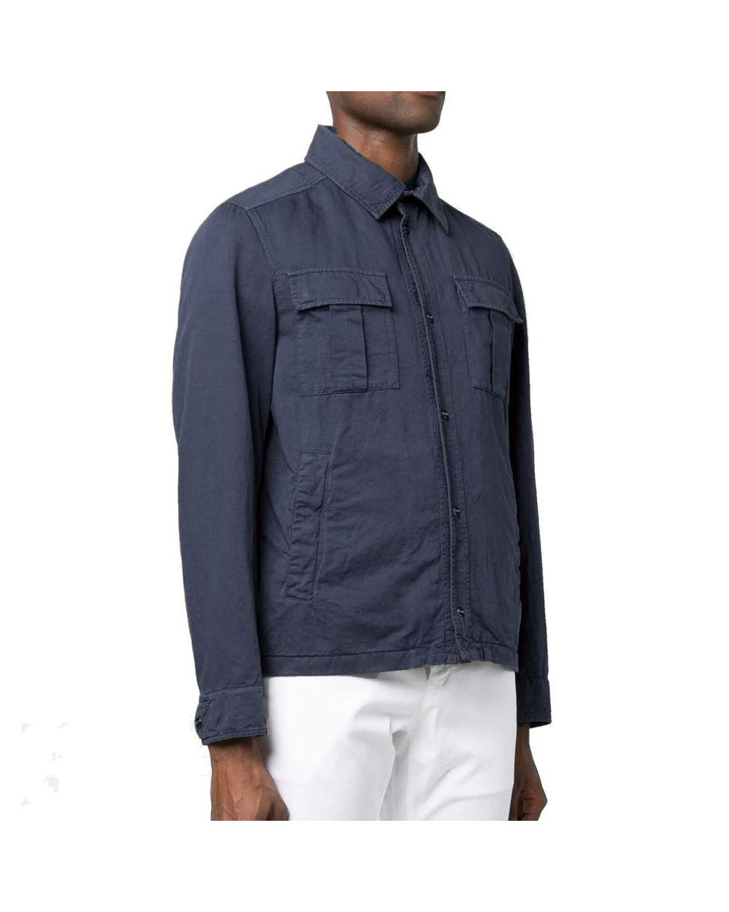 Herno Blue Cotton Shell Jacket for men