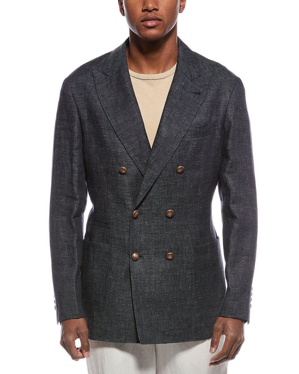 Brunello Cucinelli Black Linen Blazer for men