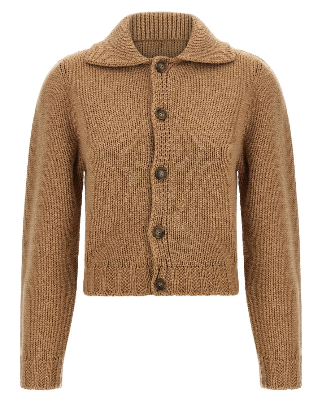 MM6 by Maison Margiela Brown Mm6 Maison Margiela Wool-Blend Ribbed Cardigan