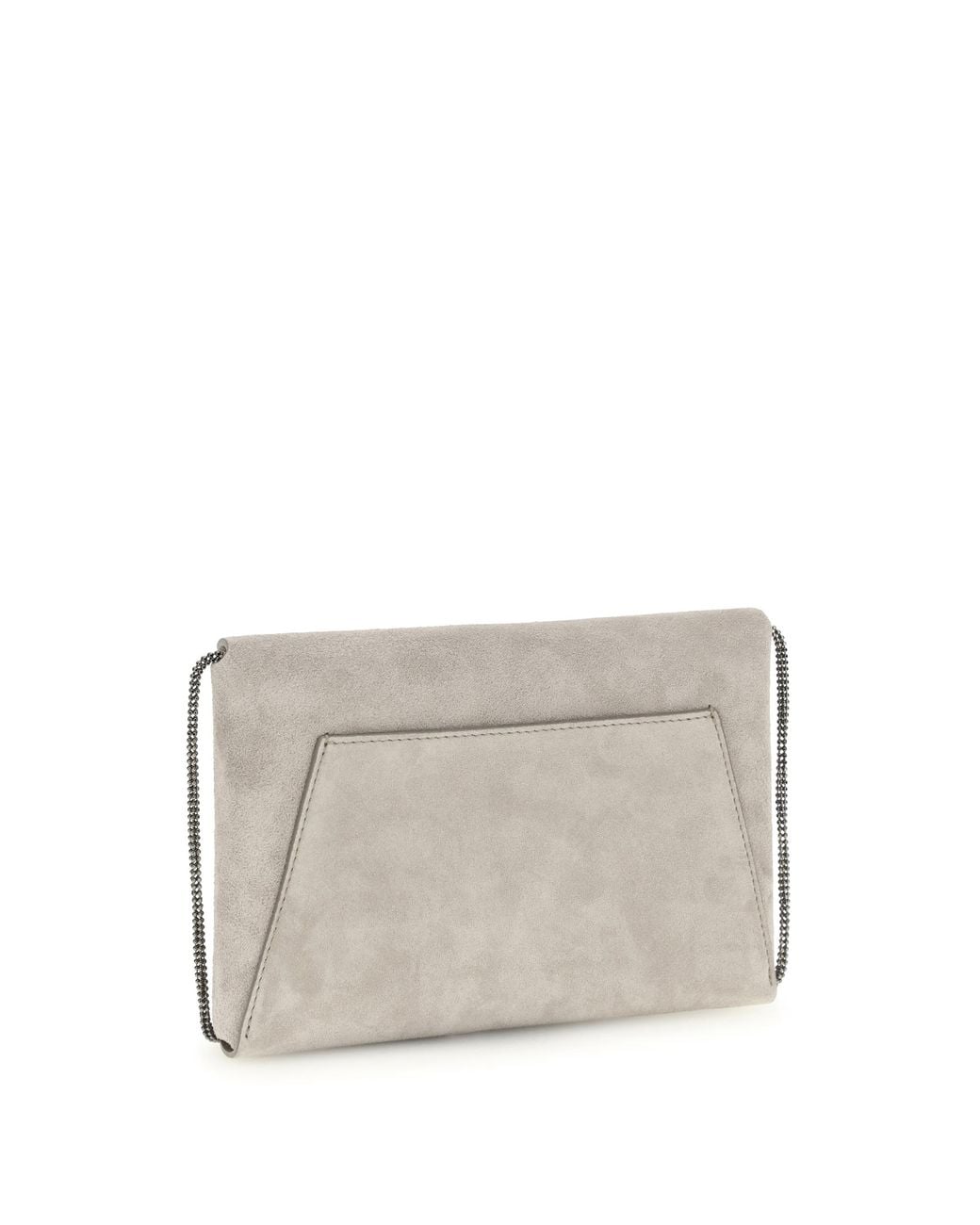 Brunello Cucinelli Gray Clutch Bag Bc Duo Suede Calf Leather