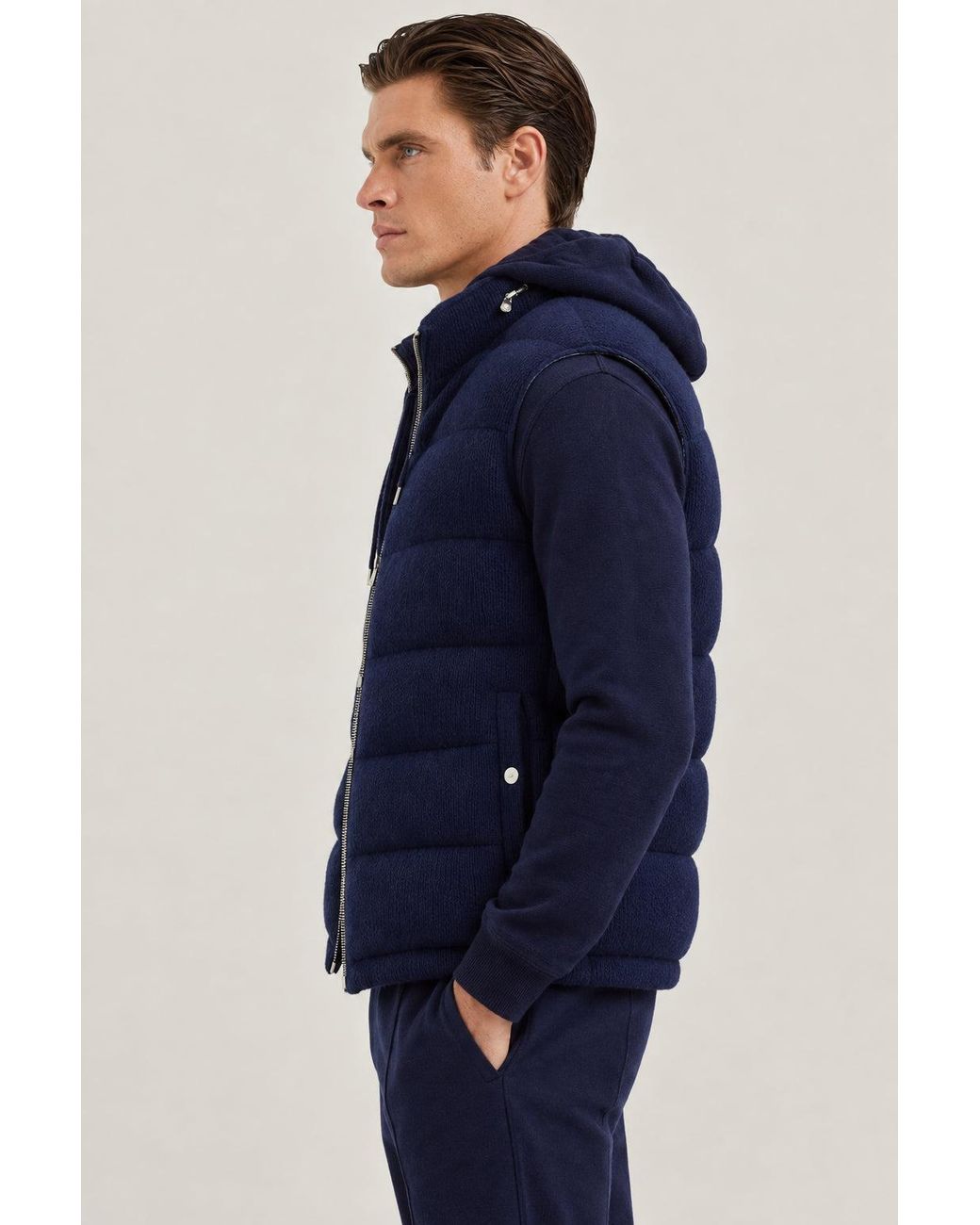 Brunello Cucinelli Blue Wool Jacket Clothing for men