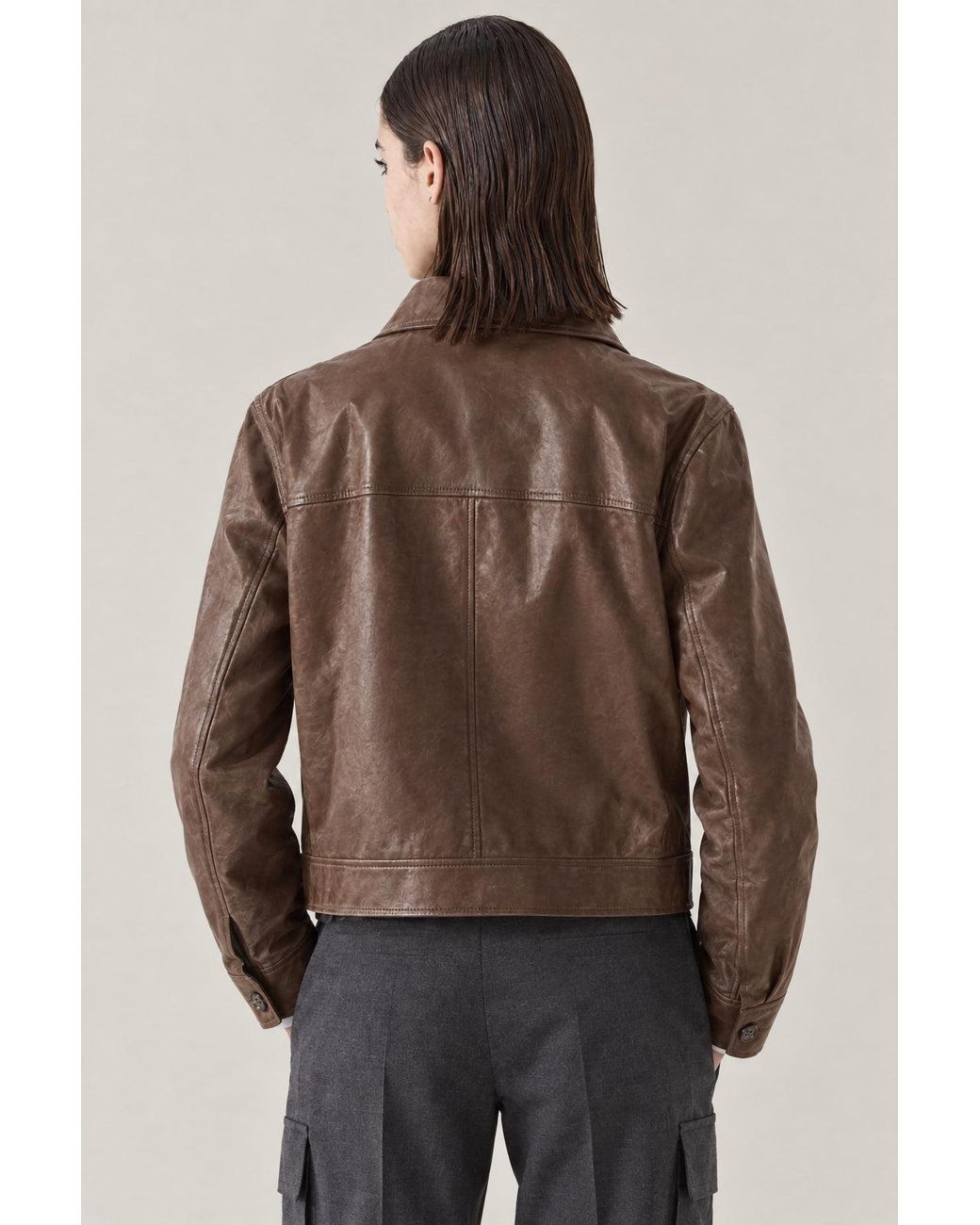 Brunello Cucinelli Brown New Cigar Leather Jacket Clothing