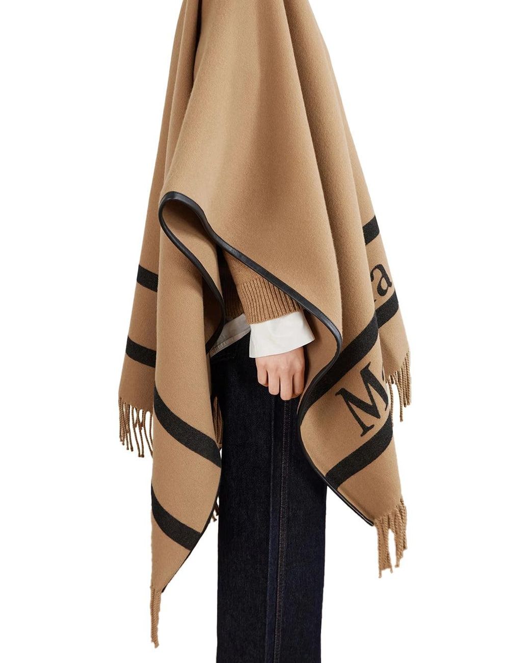 Max Mara Natural Mxaaris Wool Poncho Accessories Scarves