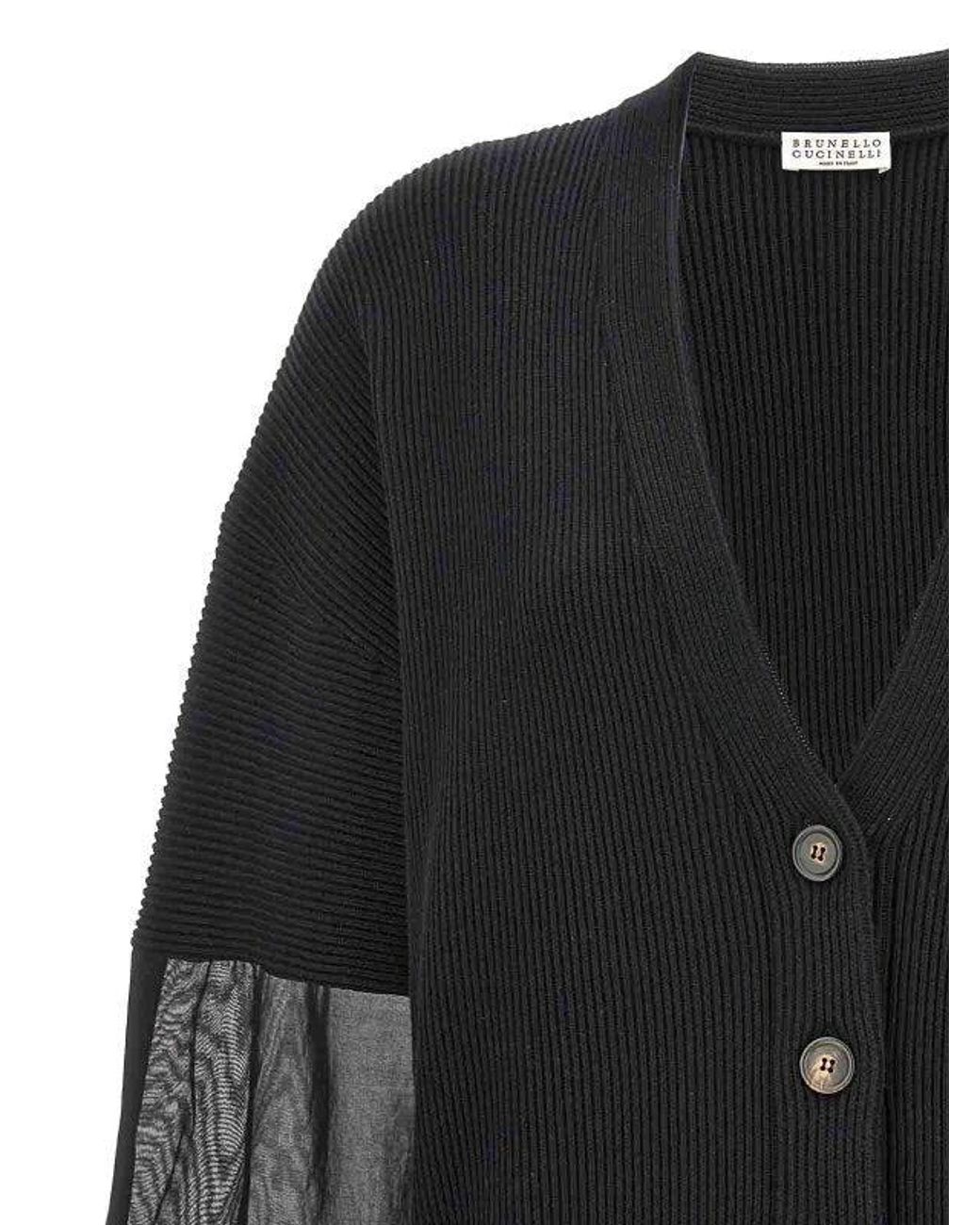 Brunello Cucinelli Black Ribbed Cotton Sweater