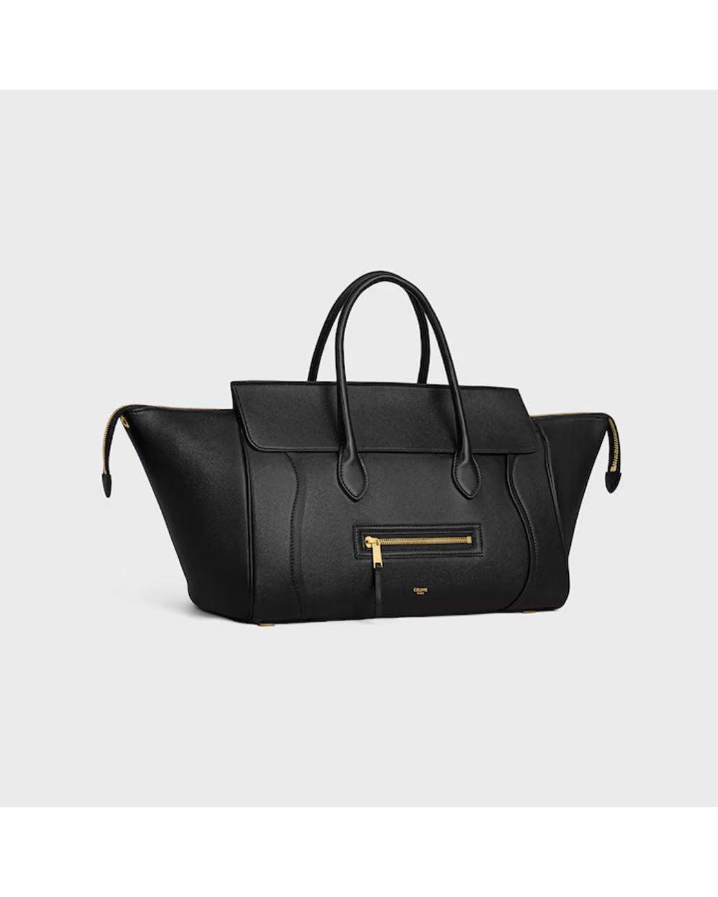 Céline Black Celine Structured Leather Trapezoid Top Handle Bag
