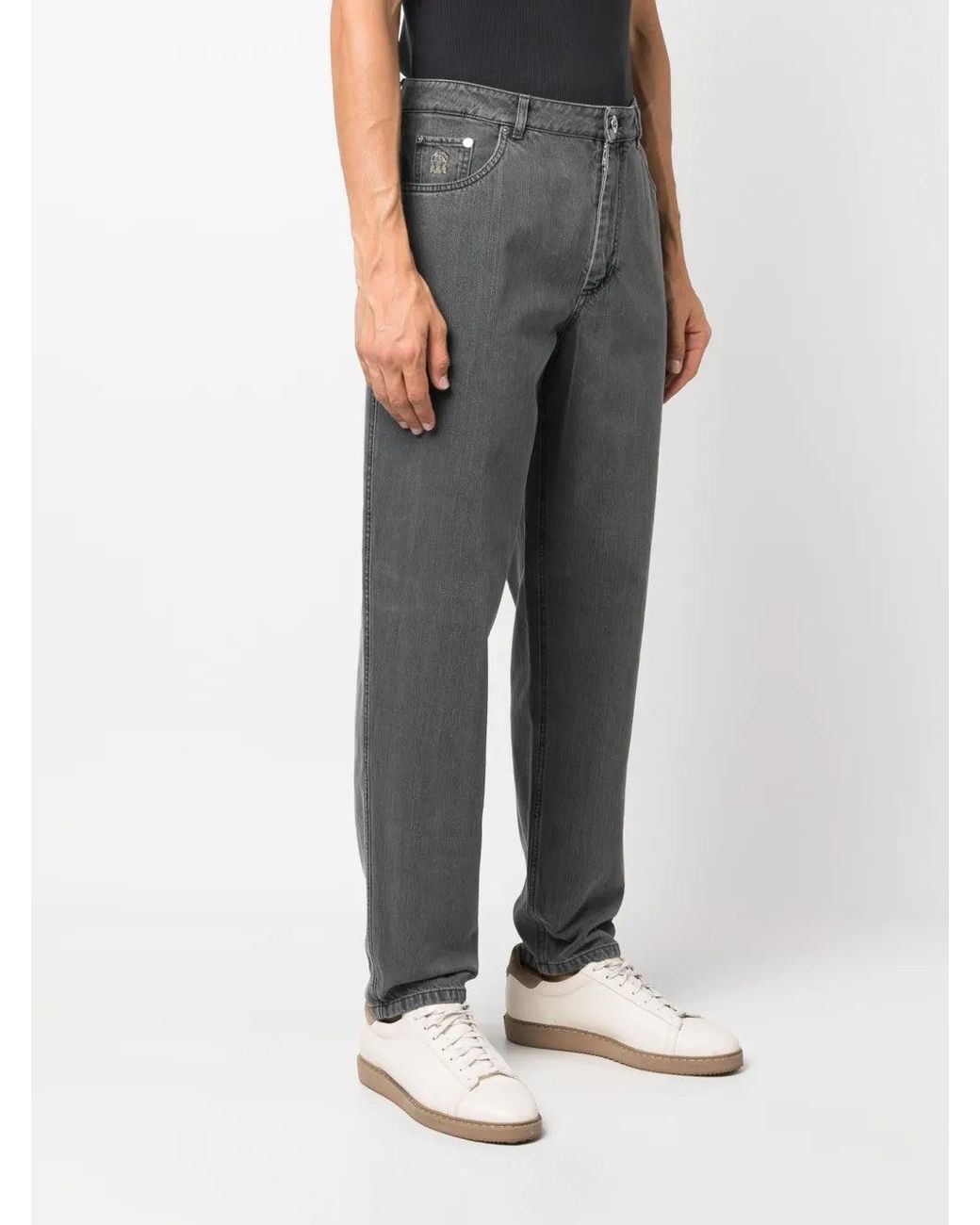 Brunello Cucinelli Gray Charcoal Straight Leg Trousers for men