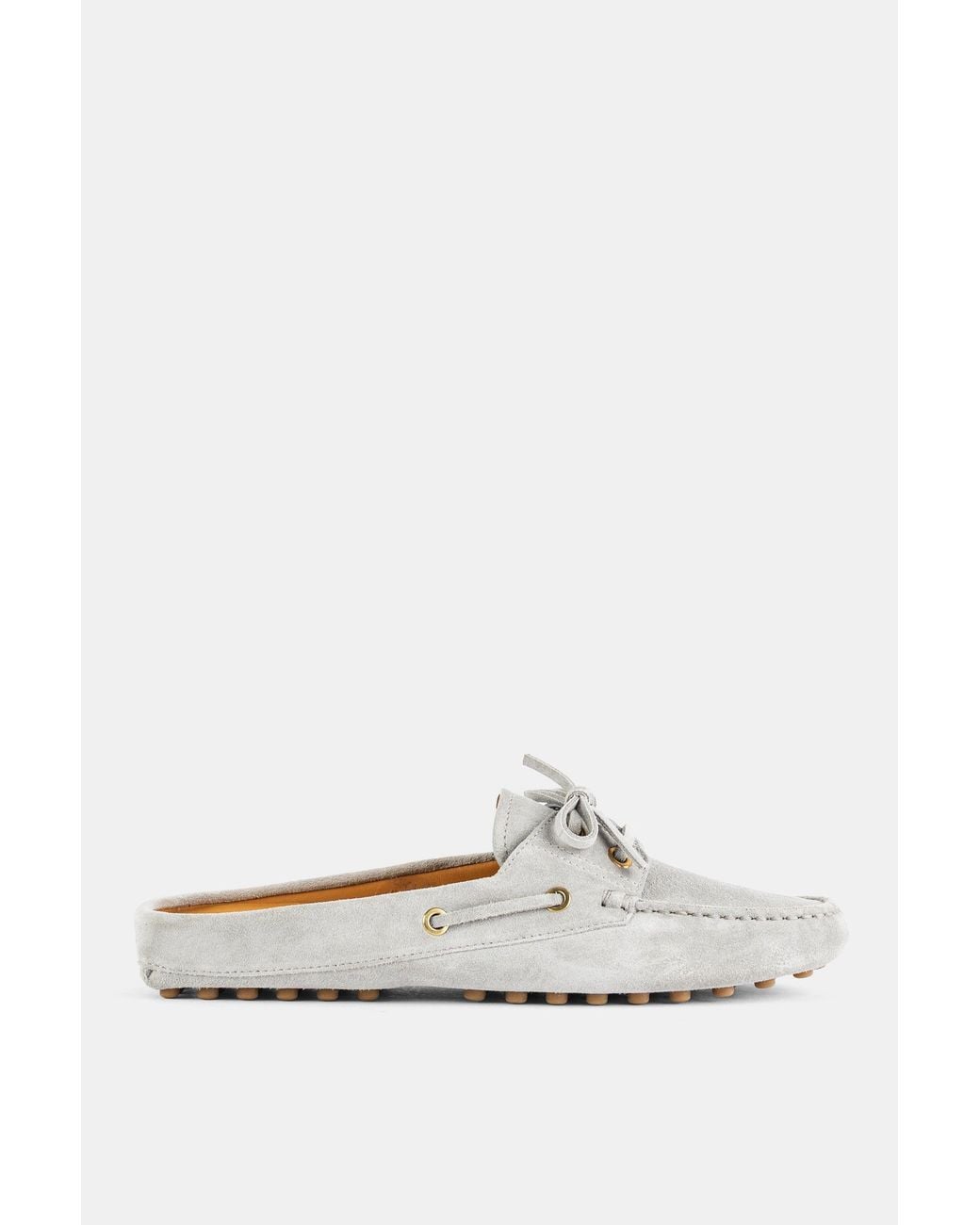 Tod's White Tods Laced Glacier Suede Gommino Mule Sandal