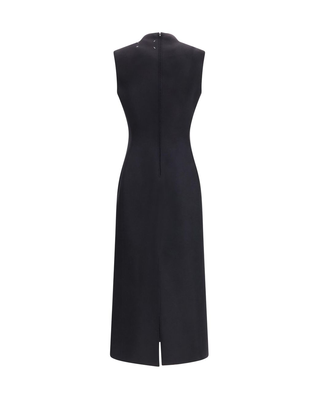 Maison Margiela Black Dress, Virgin Wool Midi, Fleece (Ovis Aries)