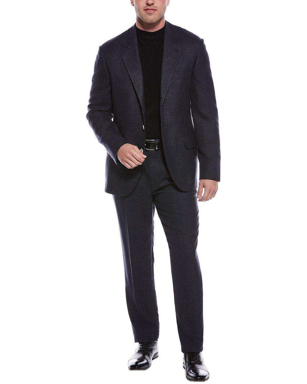 Brunello Cucinelli Black Micro-Check Wool Two-Piece Suit for men