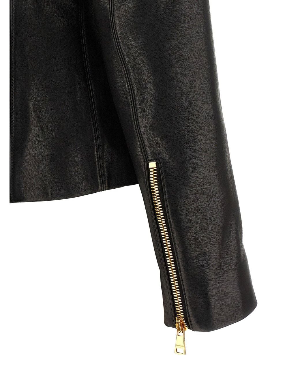 Balmain Black Zip Sculptural Lambskin Jacket