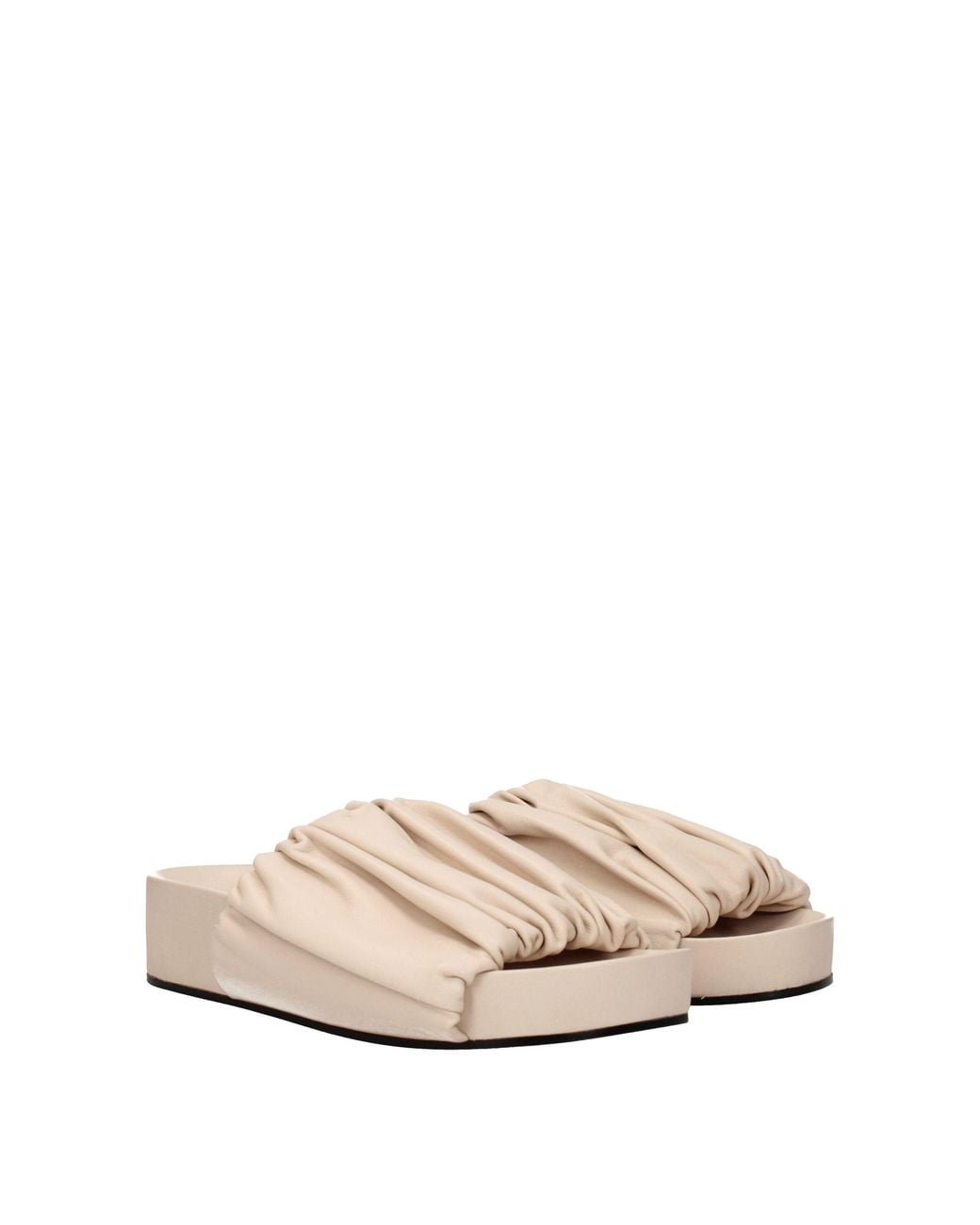 Jil Sander Natural Platform Ruched Leather Sandals