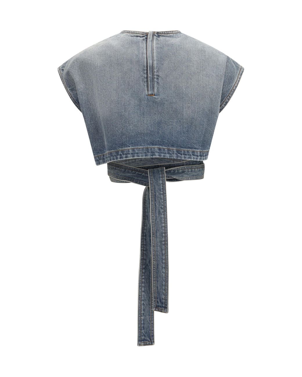 Alaïa Gray Top Denim Belt Cotton Tops