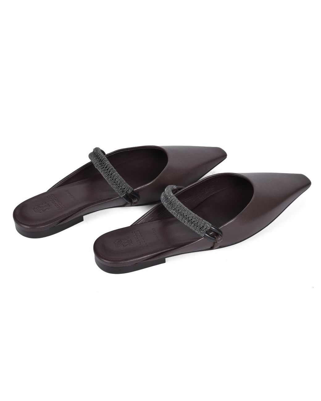 Brunello Cucinelli Black Dark Leather Flats