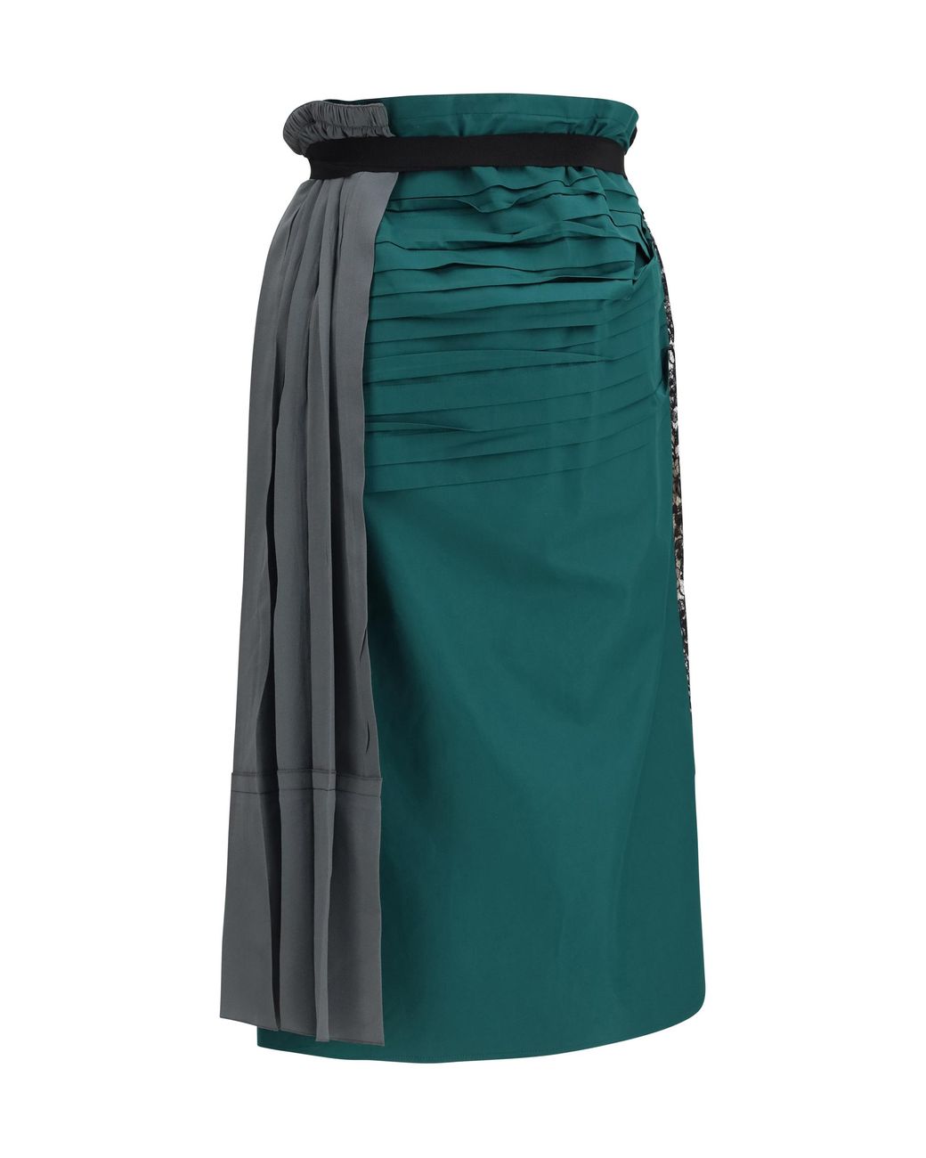 Prada Green Midi Patchwork Skirt Silk