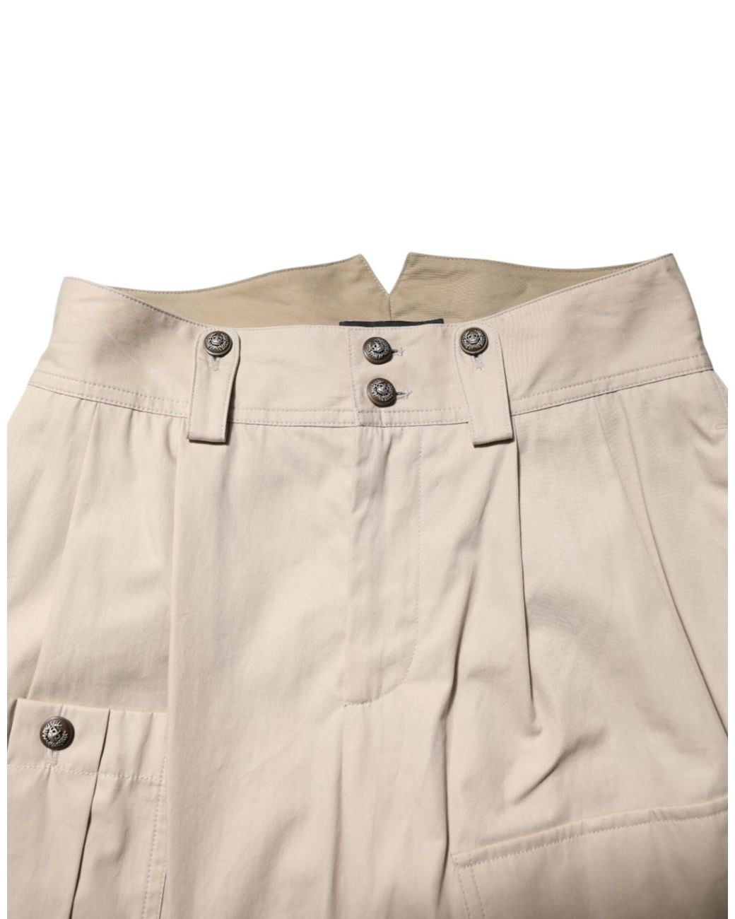 Dolce & Gabbana Natural Beige Cotton High Waisted Pants