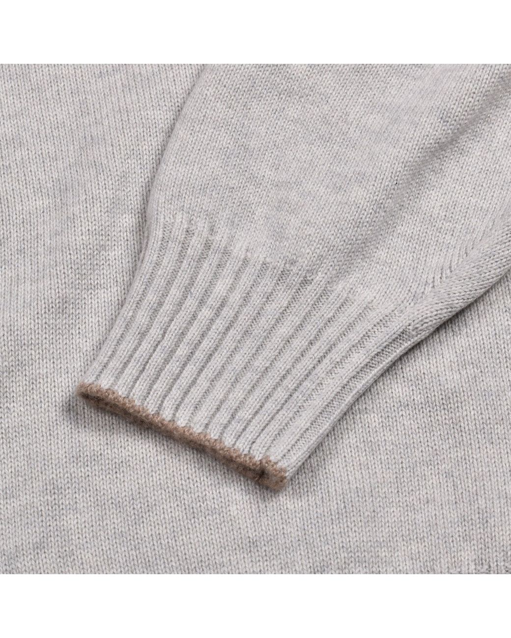 Brunello Cucinelli Gray Fog Cashmere Crew Neck Sweater for men