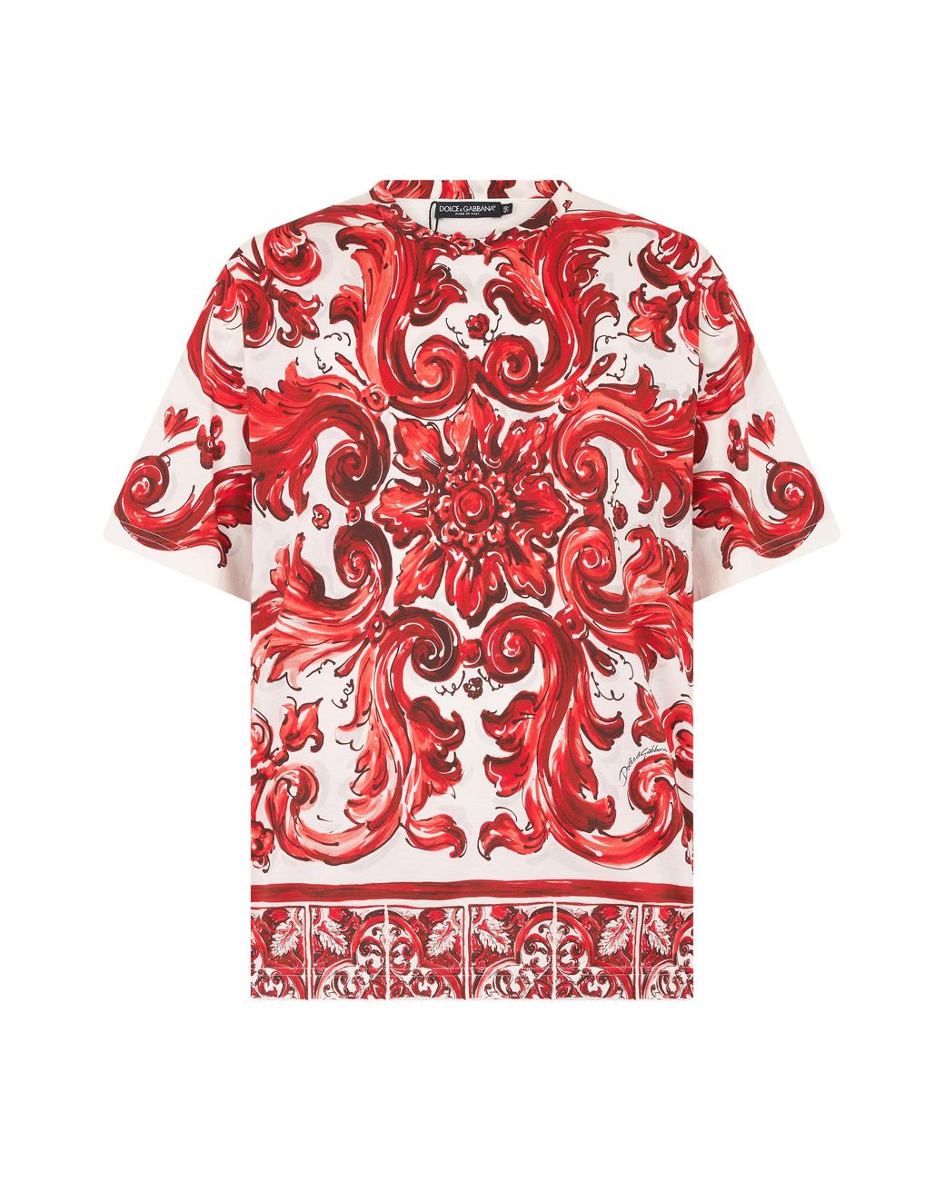 Dolce & Gabbana Red Printed T-Shirt Cotton T-Shirts for men