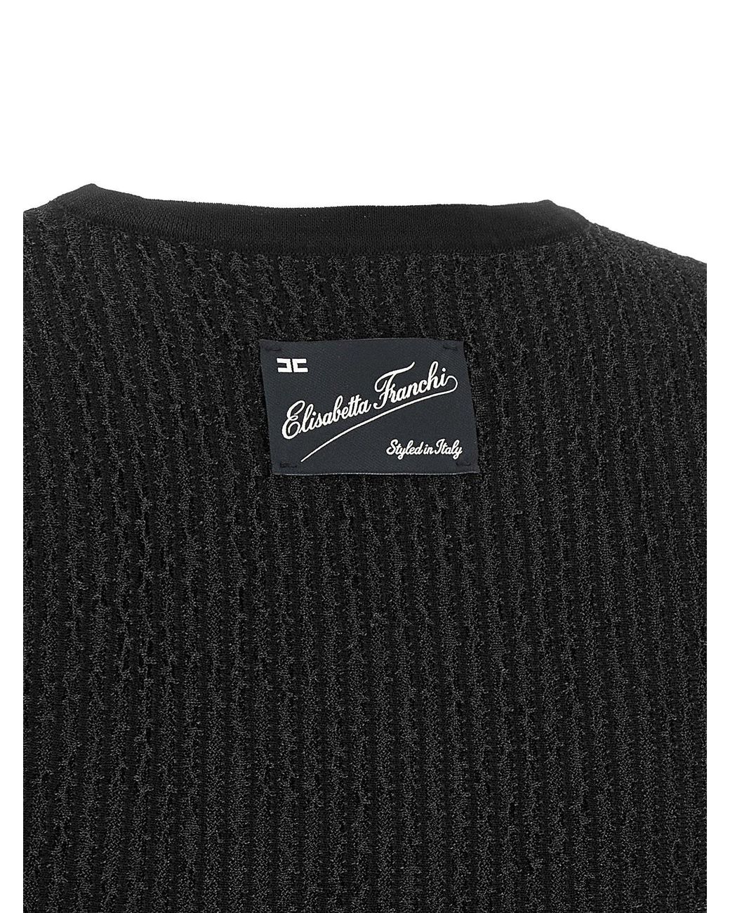 Elisabetta Franchi Black Ribbed Knit Tank Top