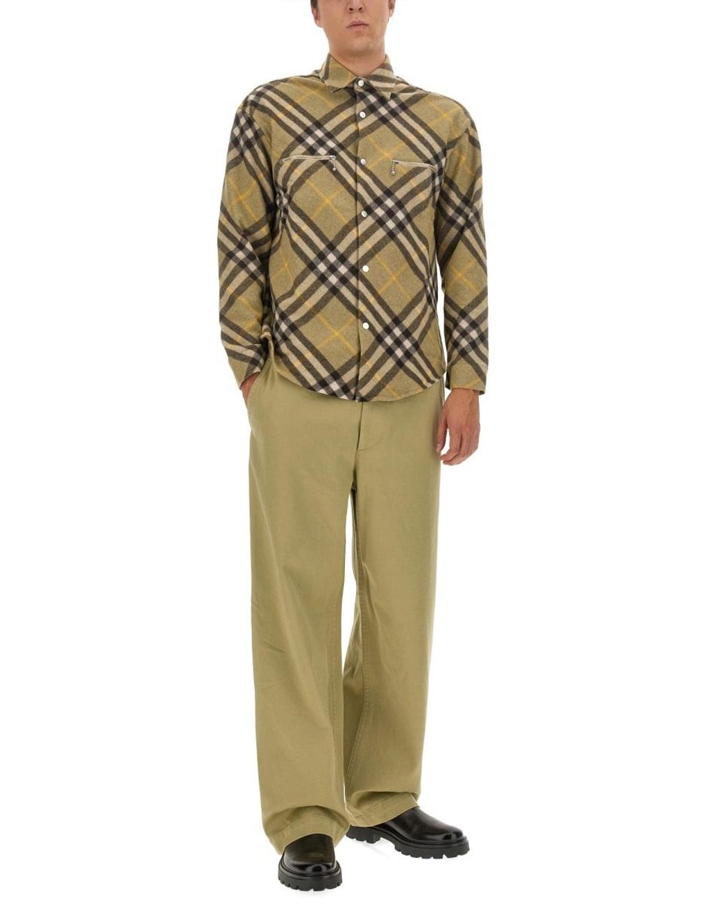 Burberry Natural Satin Pants Cotton Trousers for men