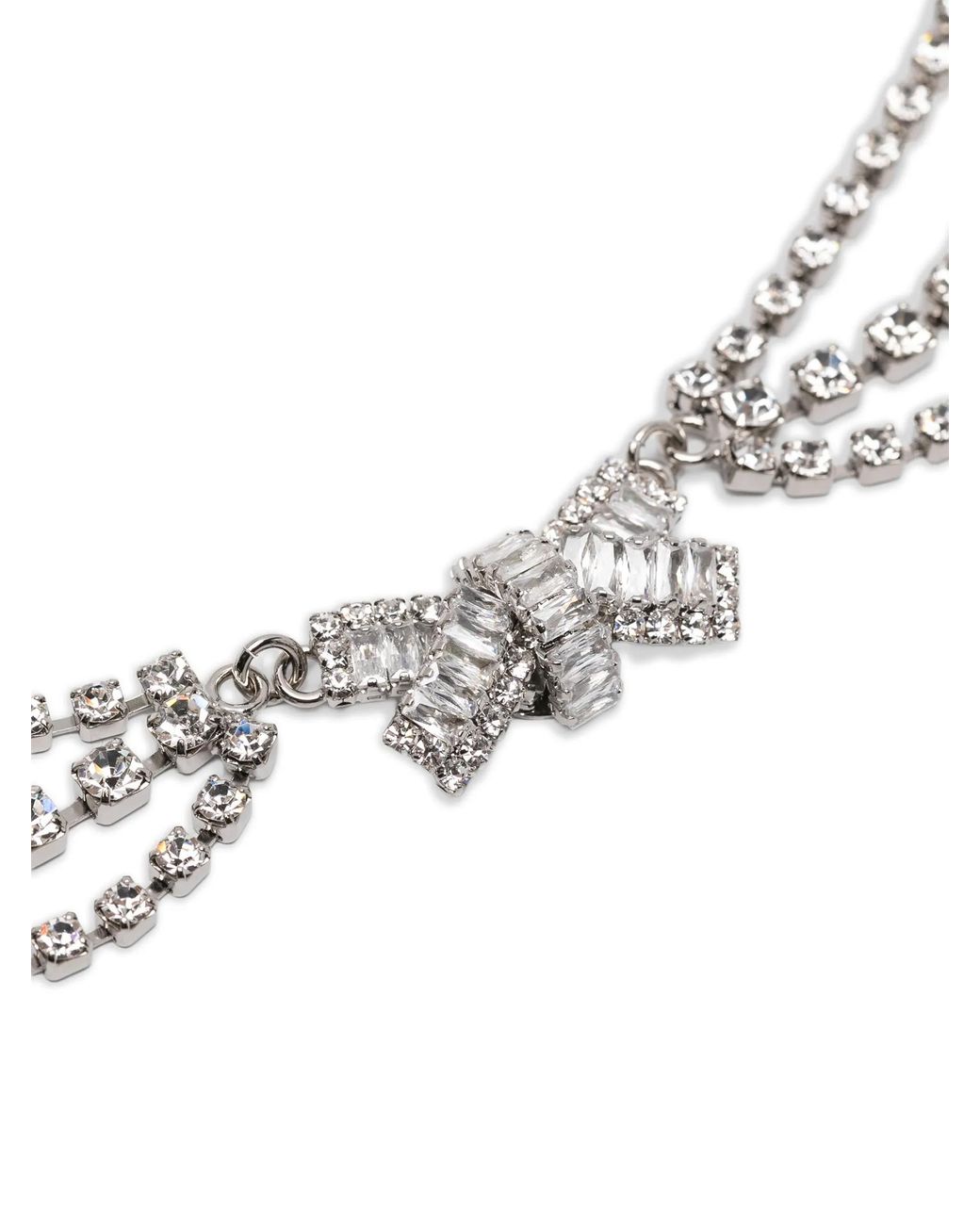 Alessandra Rich Metallic Bow And Crystal-Embellished Necklace