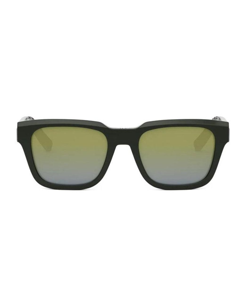 Dior Green Sunglasses Square Full Rim, Glossy Frame And Mirror Lens B23S1I55H7 for men