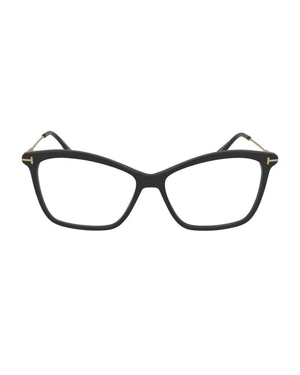 Tom Ford Metallic Eyeglasses Cat Eye Full Rim, Shiny Light Frame And Clear--Light Block Lenses Lens Ft5687-B045 Sunglasses