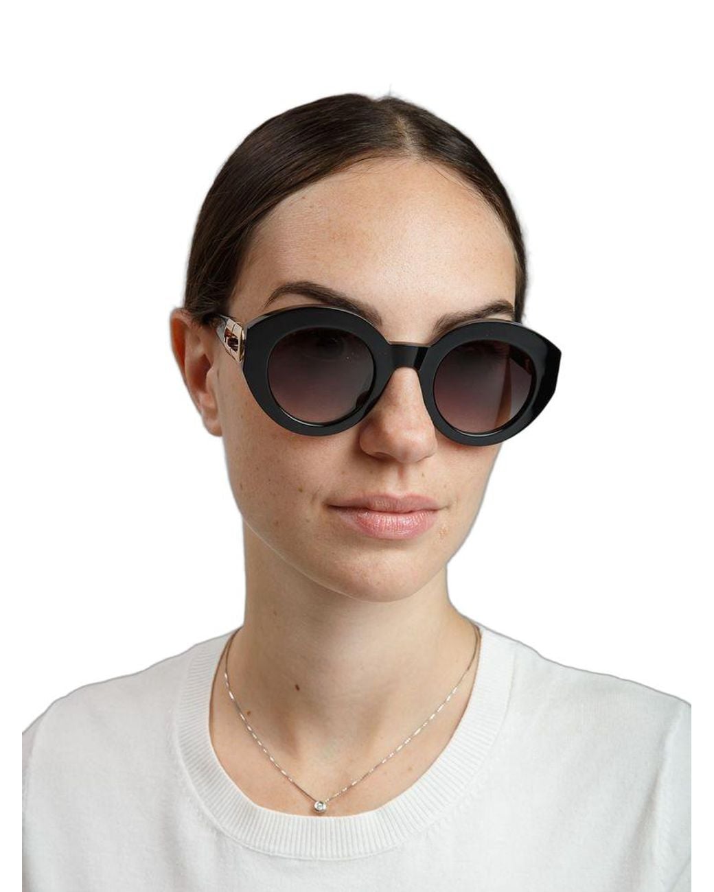 Furla Black Furla Sfu987 Round-Frame Acetate Sunglasses