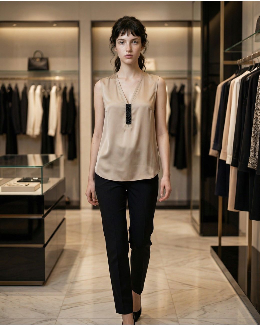 Brunello Cucinelli Natural Beige Silk Tank Tops