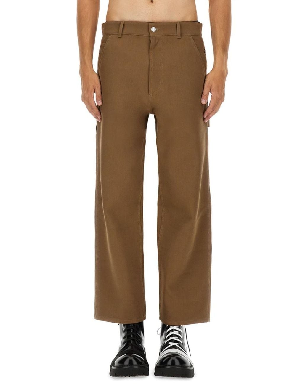 Moschino Brown Moschino Cotton Tricot Trousers for men