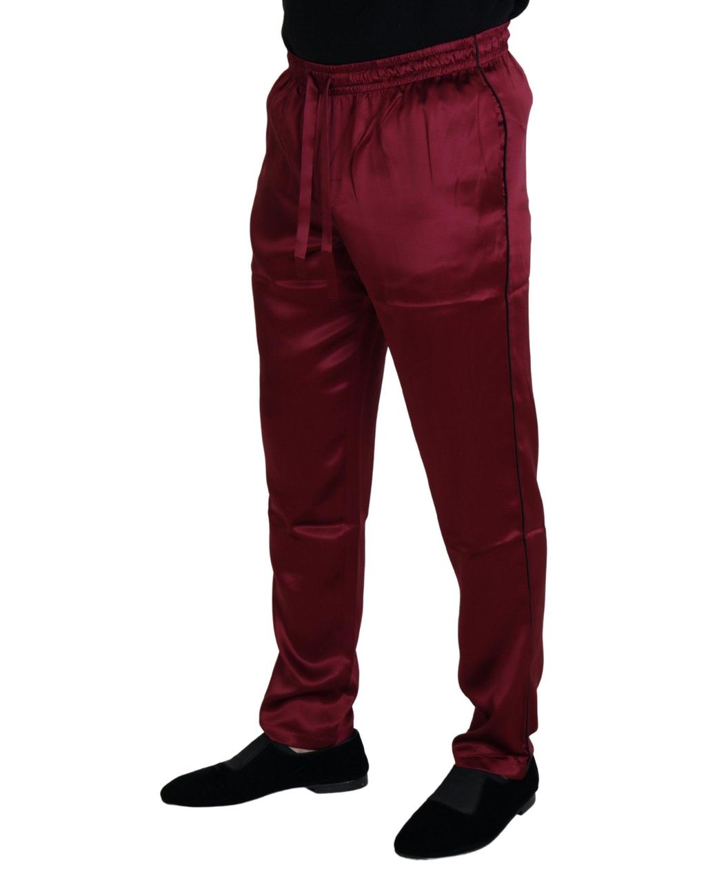 Dolce & Gabbana Red Silk Lounge Pants for men