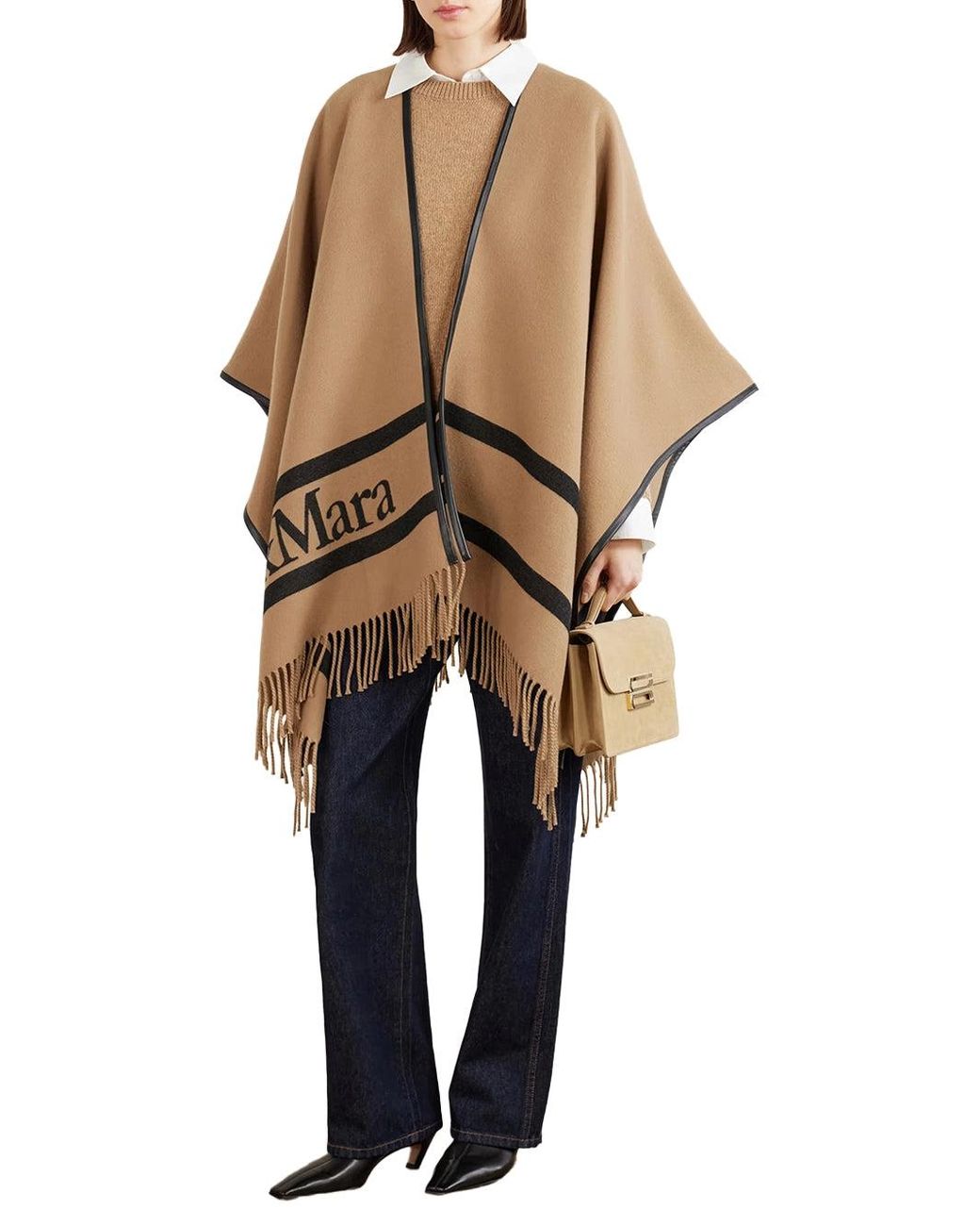 Max Mara Natural Mxaaris Wool Poncho Accessories Scarves