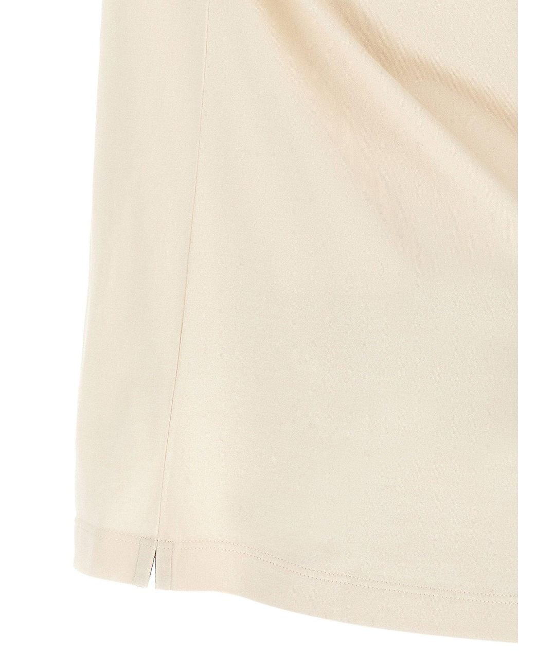 Brunello Cucinelli Natural Embroidered Logo T-Shirt for men