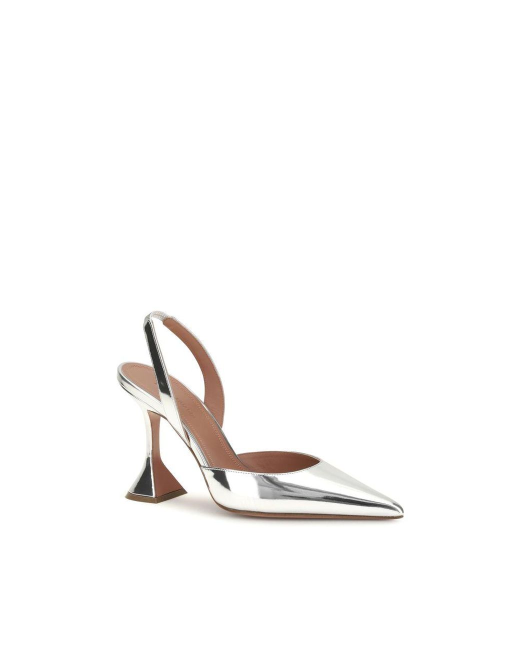 AMINA MUADDI Metallic Silver Calf Leather Bos Taurus High Heel Pumps