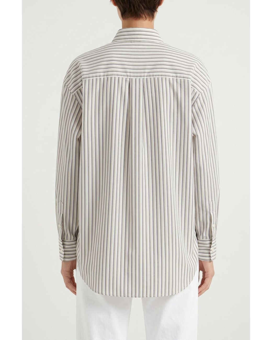 Brunello Cucinelli White Striped Silk Shirt