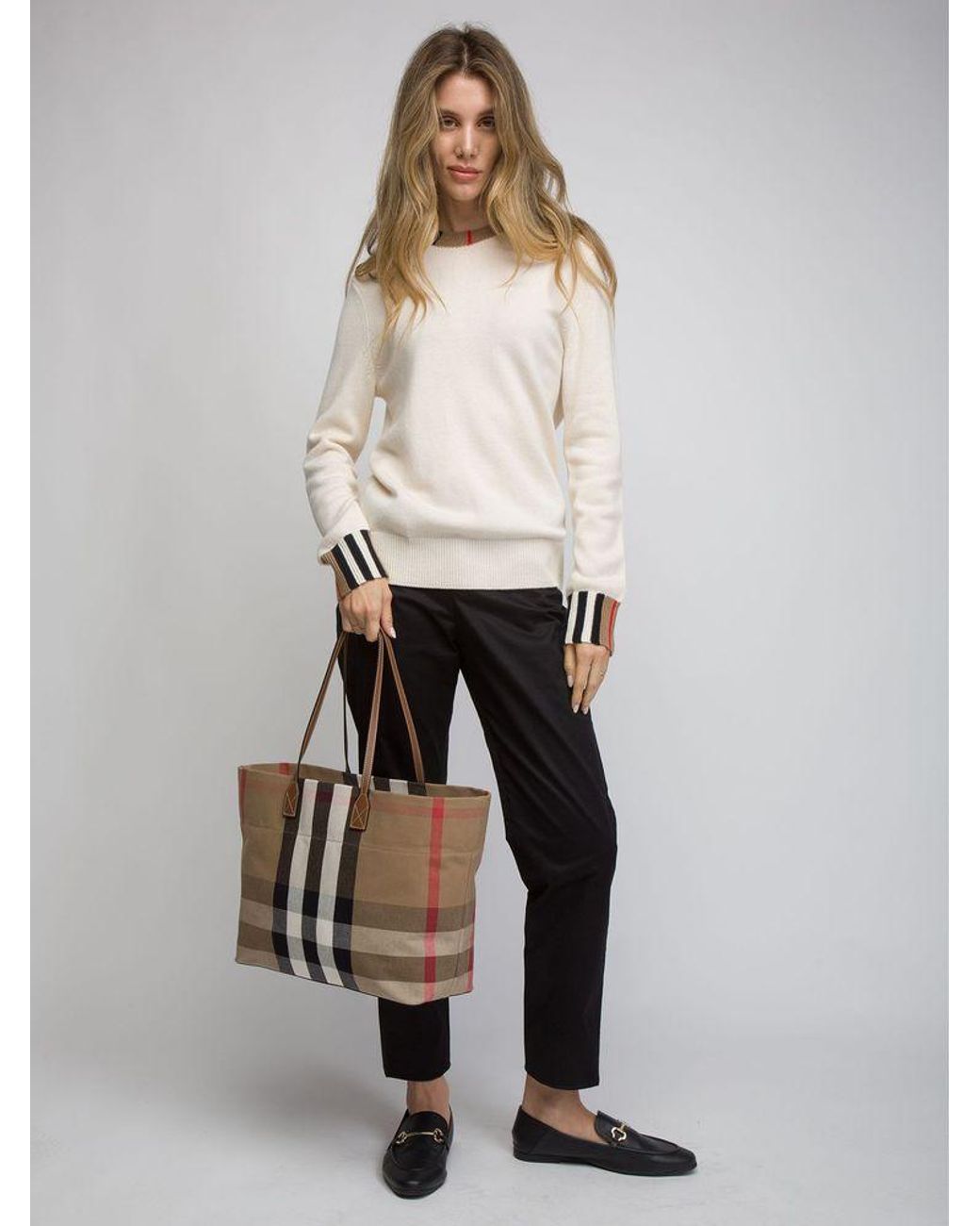 Burberry White Tote Bag Cotton