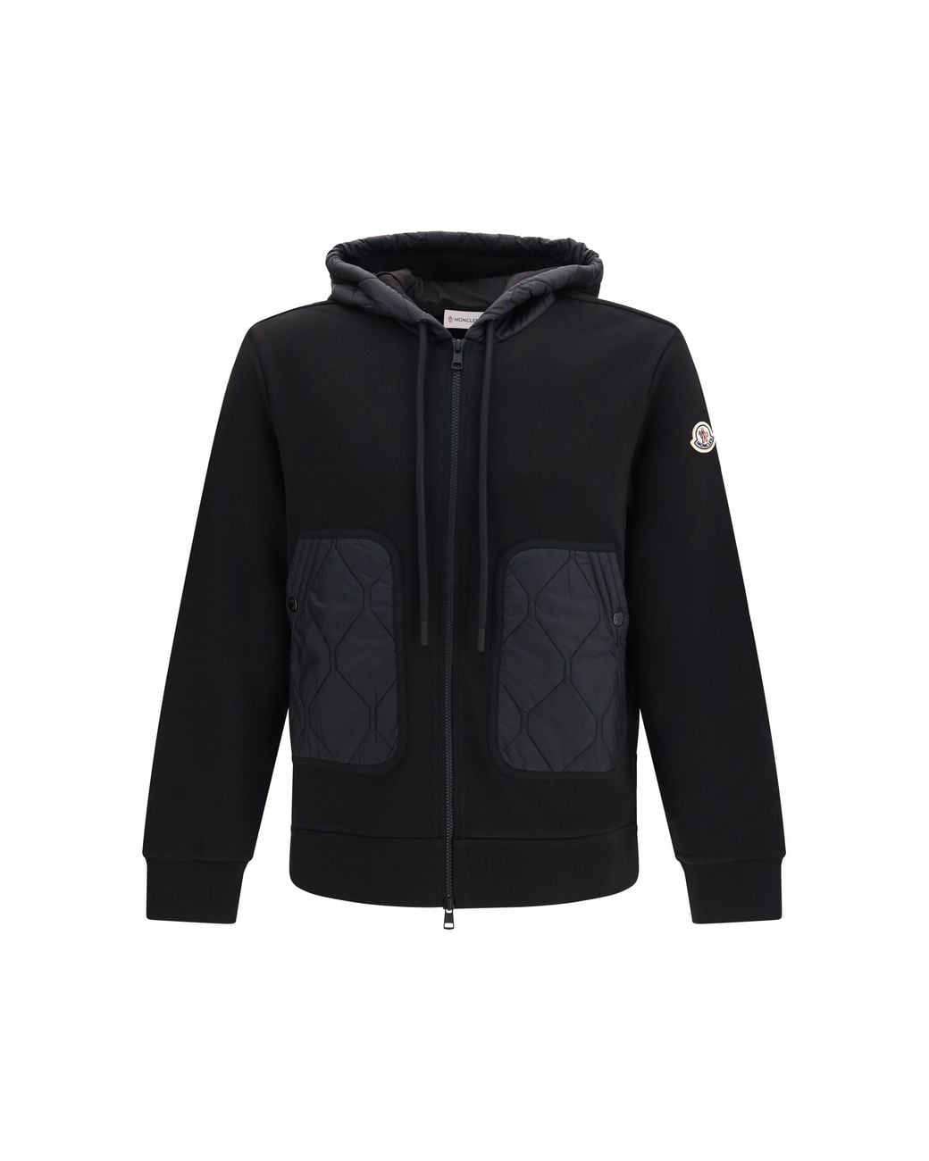 Moncler Black Hooded Zip-Up Sweatshirt for men