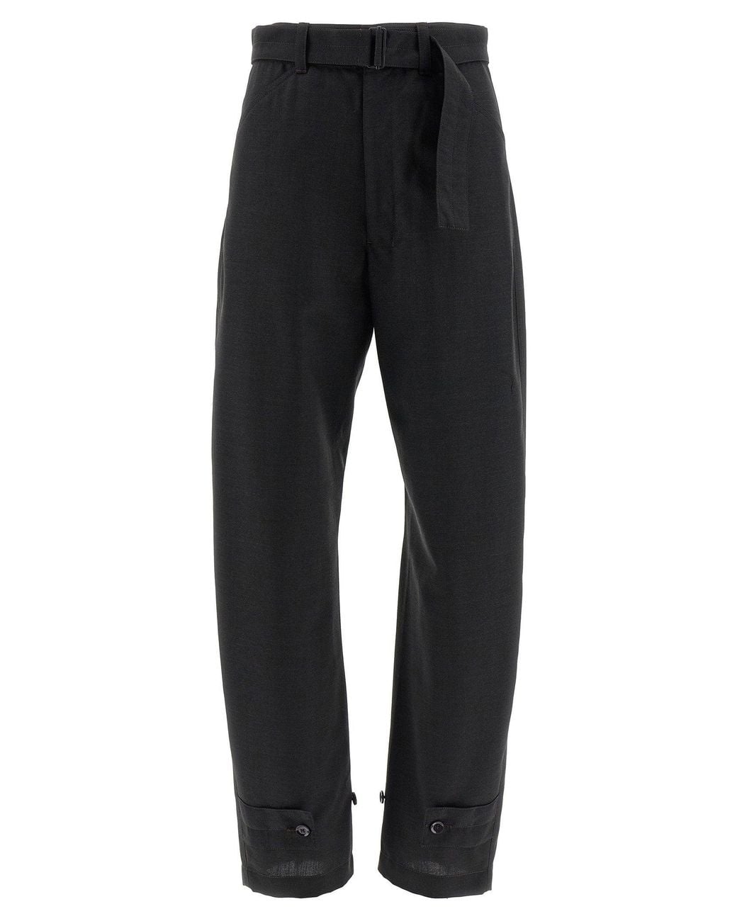 Lemaire Black Curved Tailored Wool Trousers