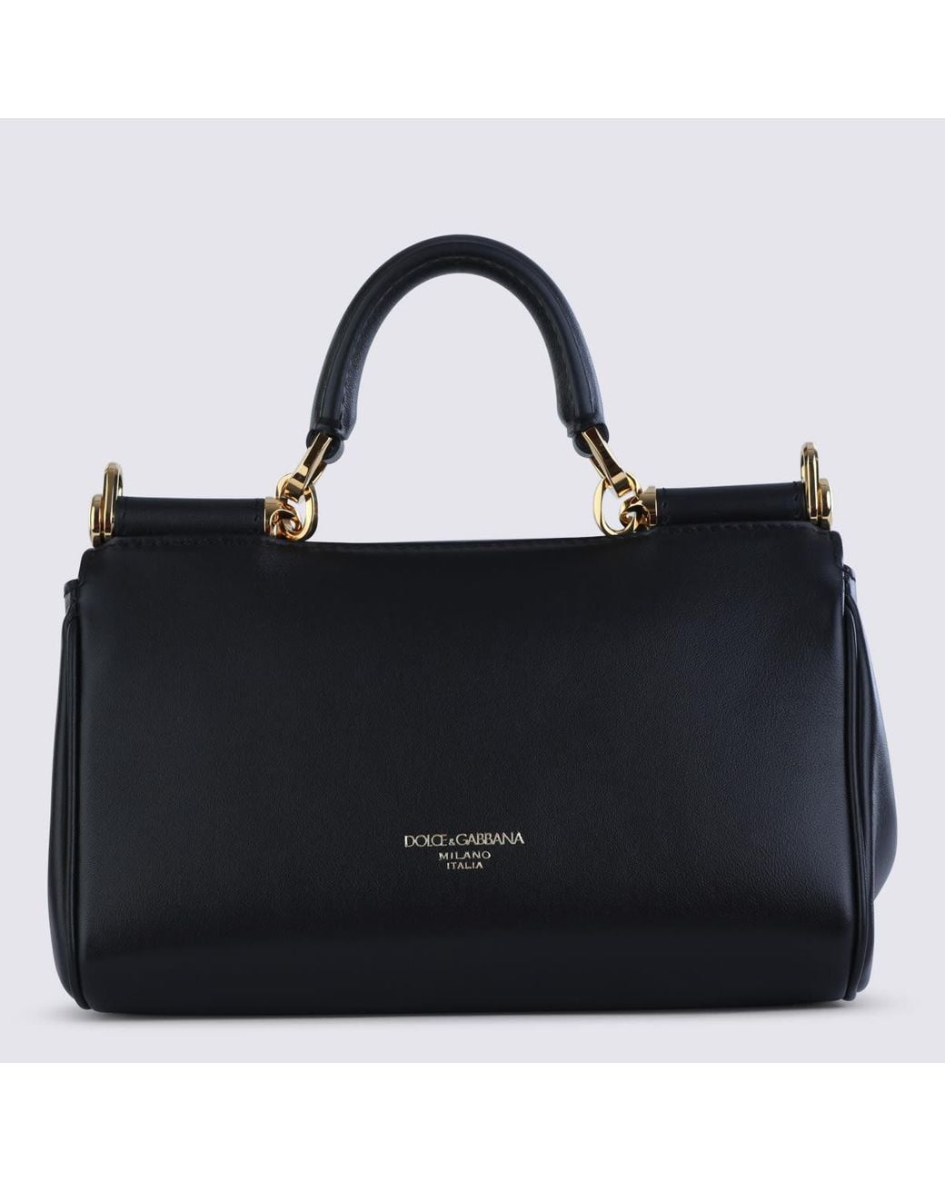 Dolce & Gabbana Black Leather My Sicily Small Top Handle Bag