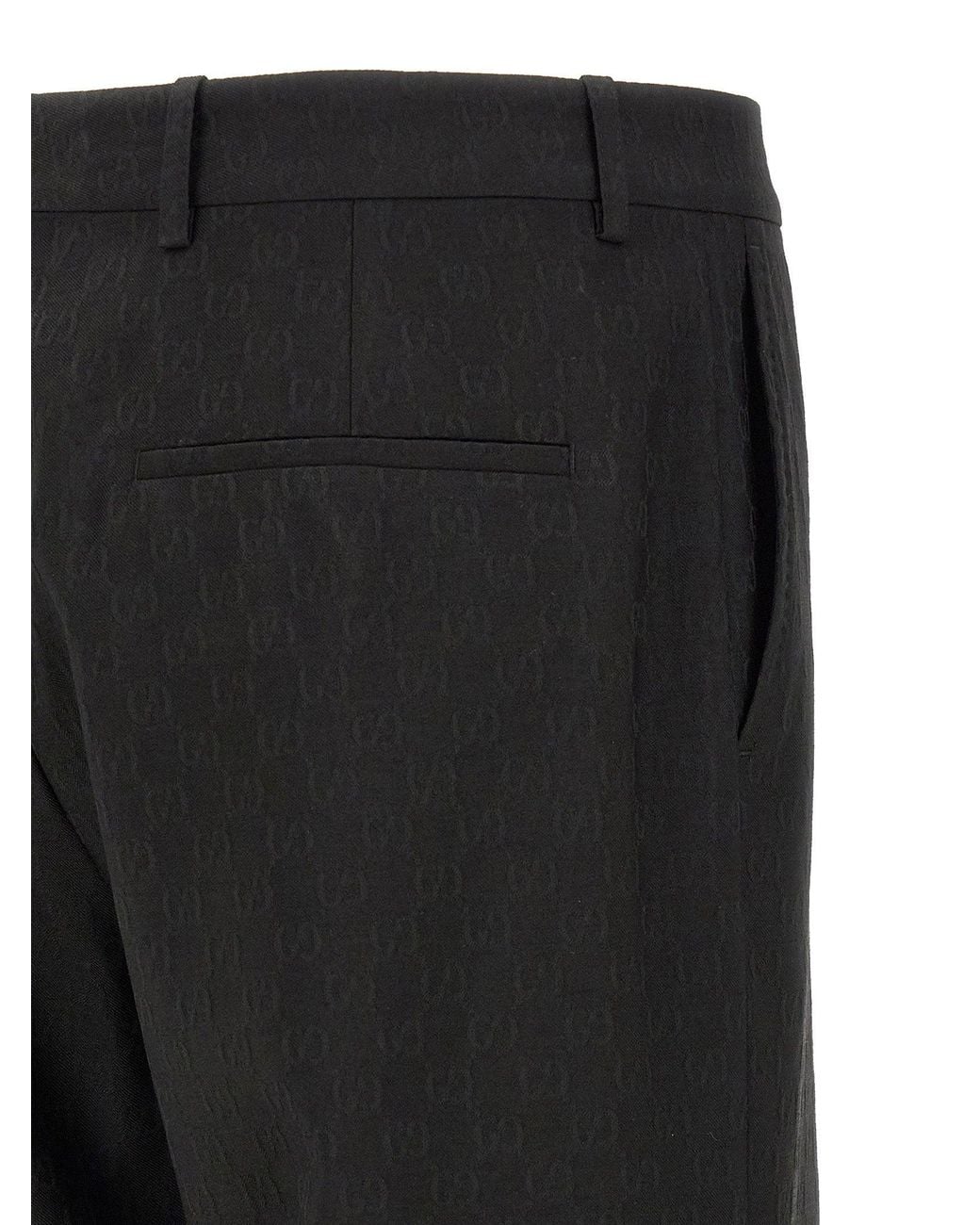 Gucci Black Gg Wool Blend Formal Trousers for men