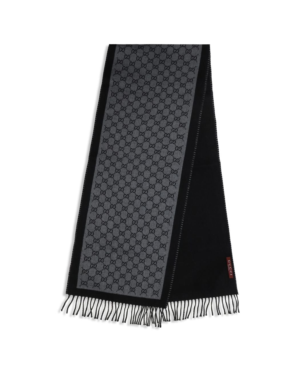 Gucci Black Gg Jacquard Wool Scarf for men