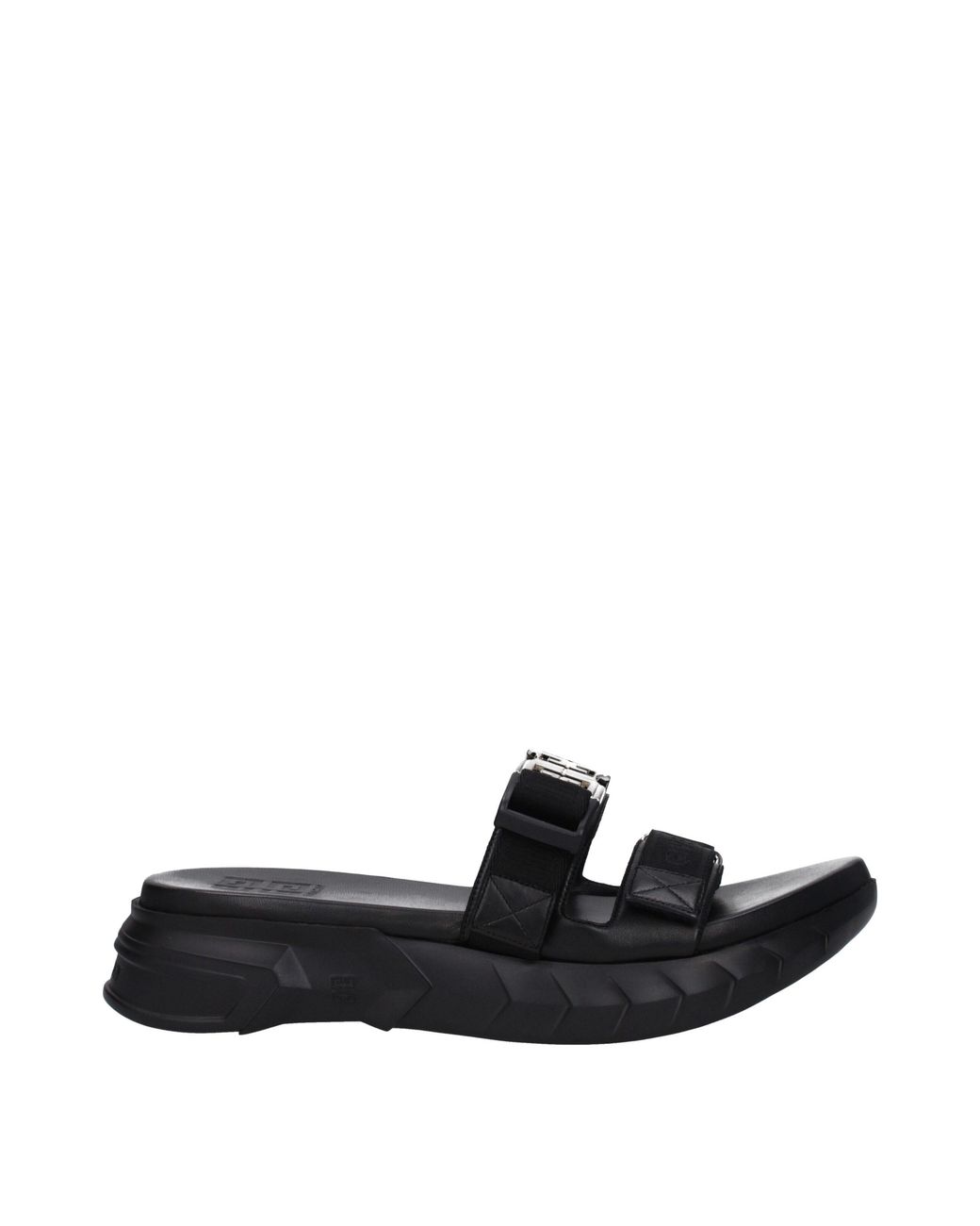 Givenchy Black Buckle Strap Leather Sandals for men
