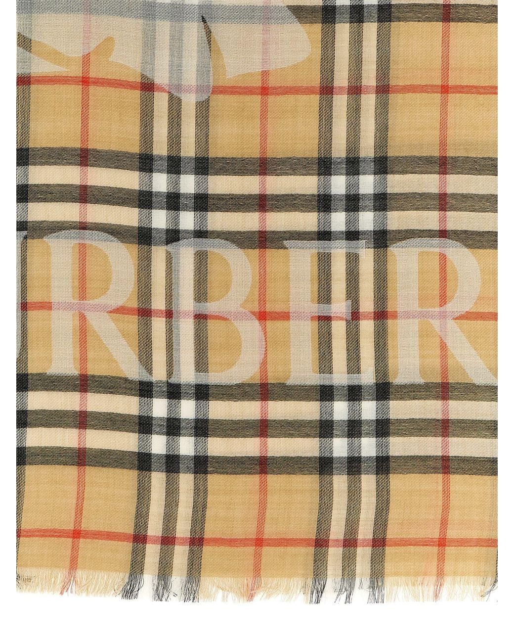 Burberry Metallic Equestrian Knight Design Check Scarf