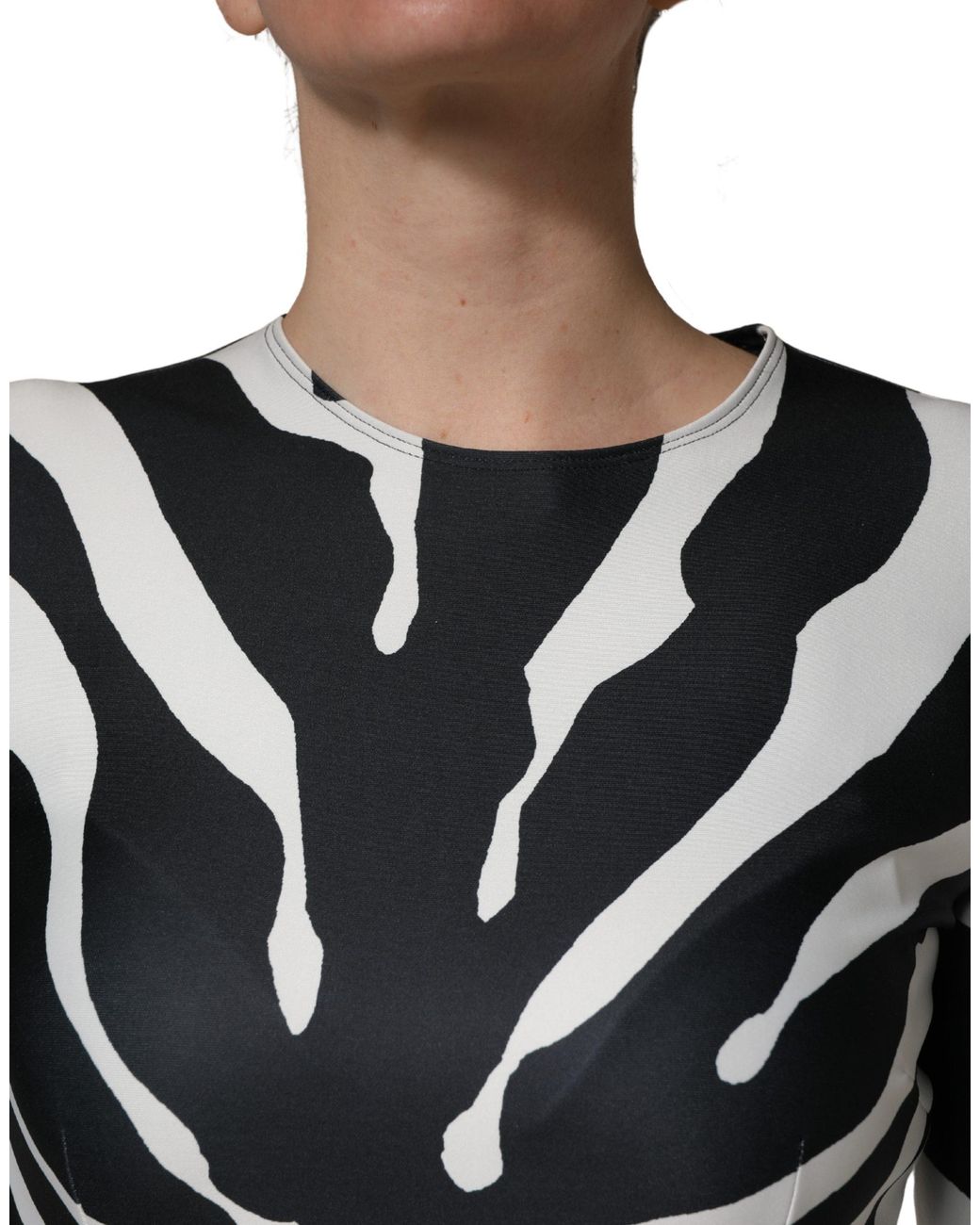 Dolce & Gabbana Black Polyester Zebra Pattern Jumpsuit And Elastane
