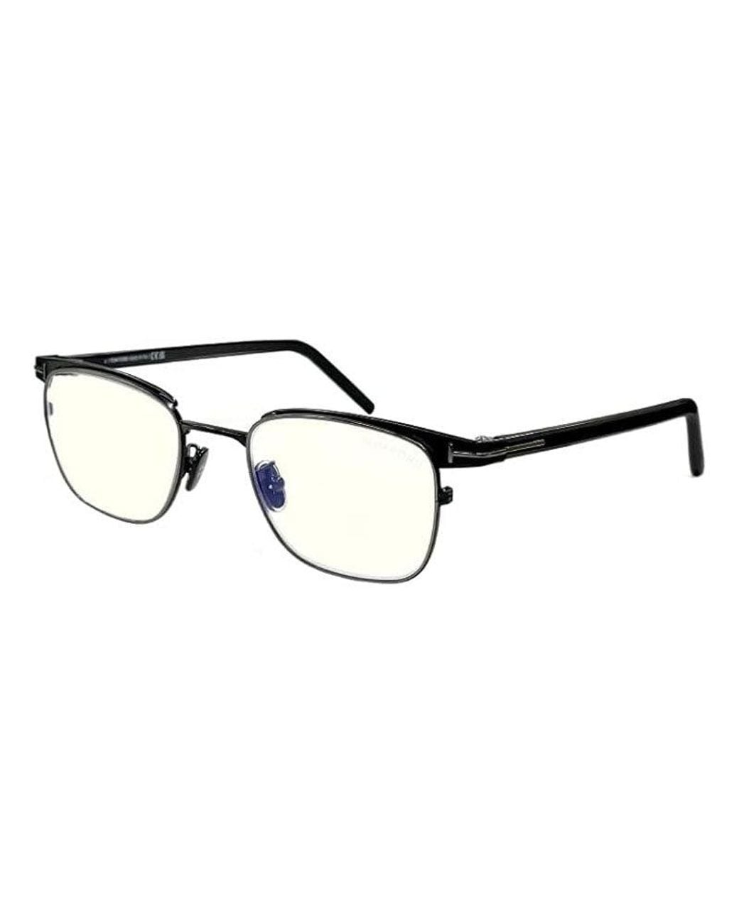 Tom Ford Black Eyeglasses Rectangle Full Rim, Shiny Gunmetal Frame And Clear--Light Block Lenses Lens Ft5854-D-B008 Sunglasses for men