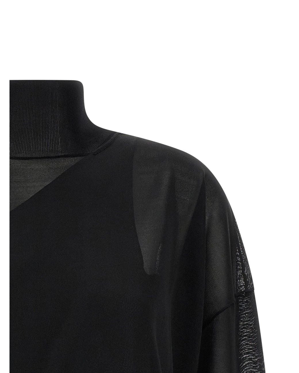 Fendi Black Semi-Transparent Silk Organza Top